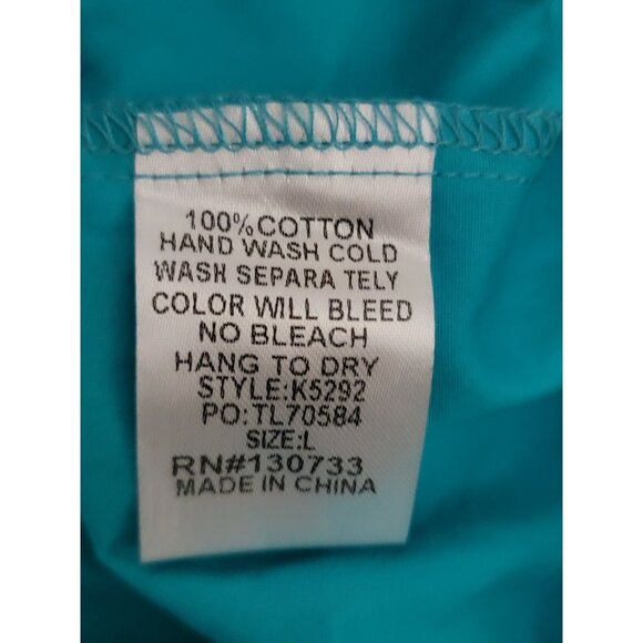 Umgee Womens Ruffle Sleeve Teal Dress L 100% Cotton - Picture 3 of 4